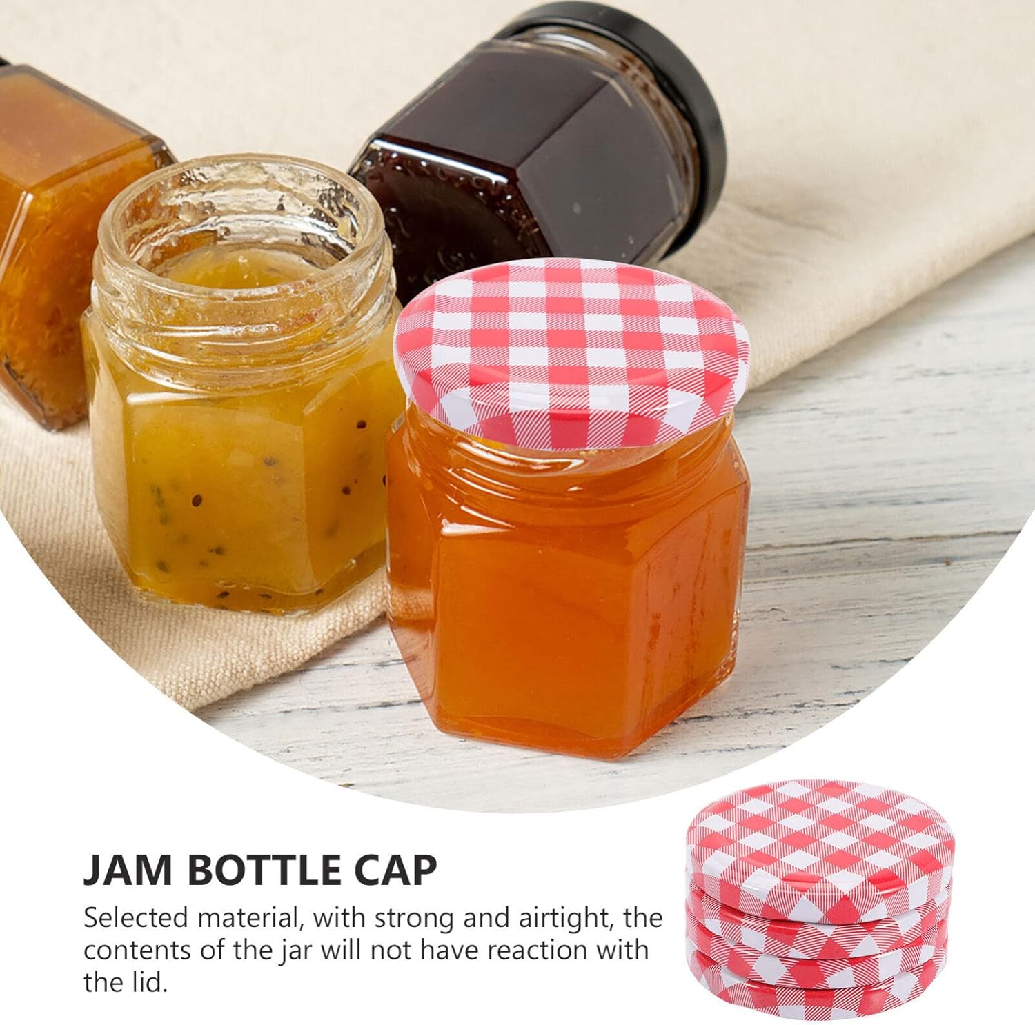 HOMSFOU 40pcs Mason Jar Lids with Checkered Design