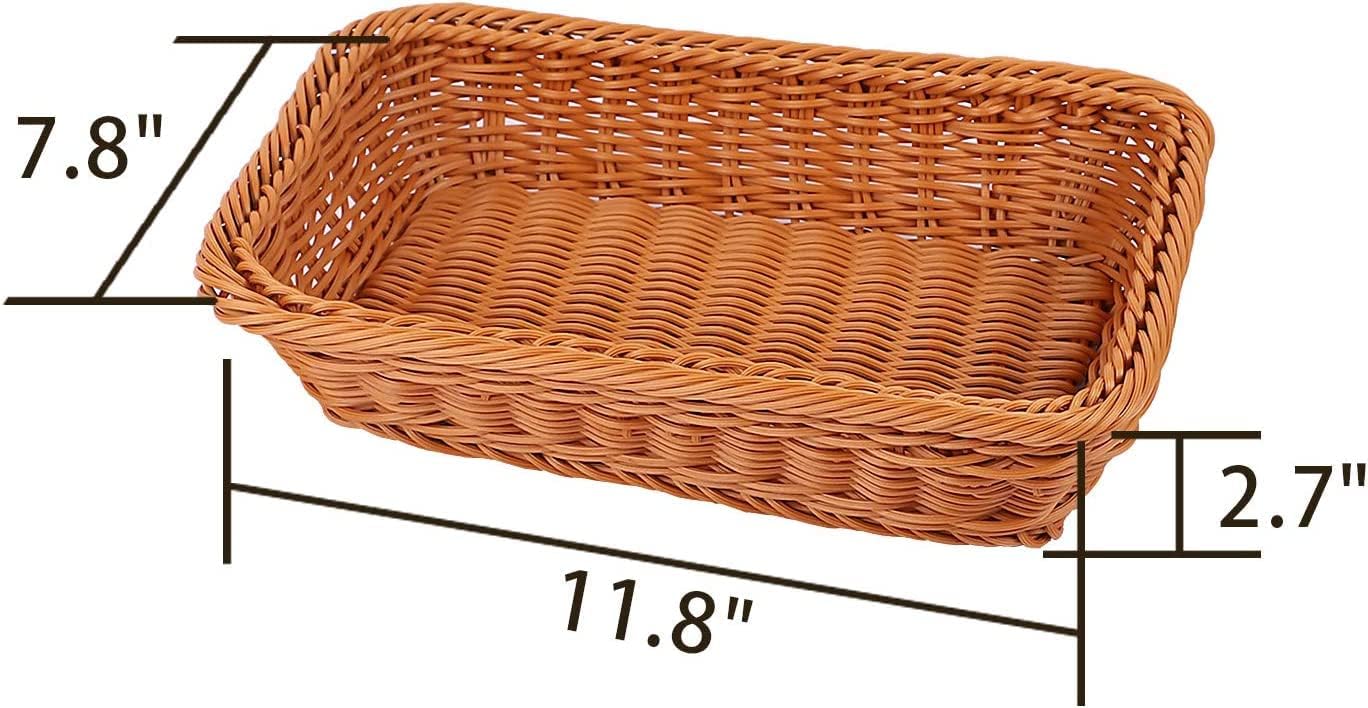 KEILEOHO 3 Pack 12 Inch Poly Wicker Bread Baskets 1