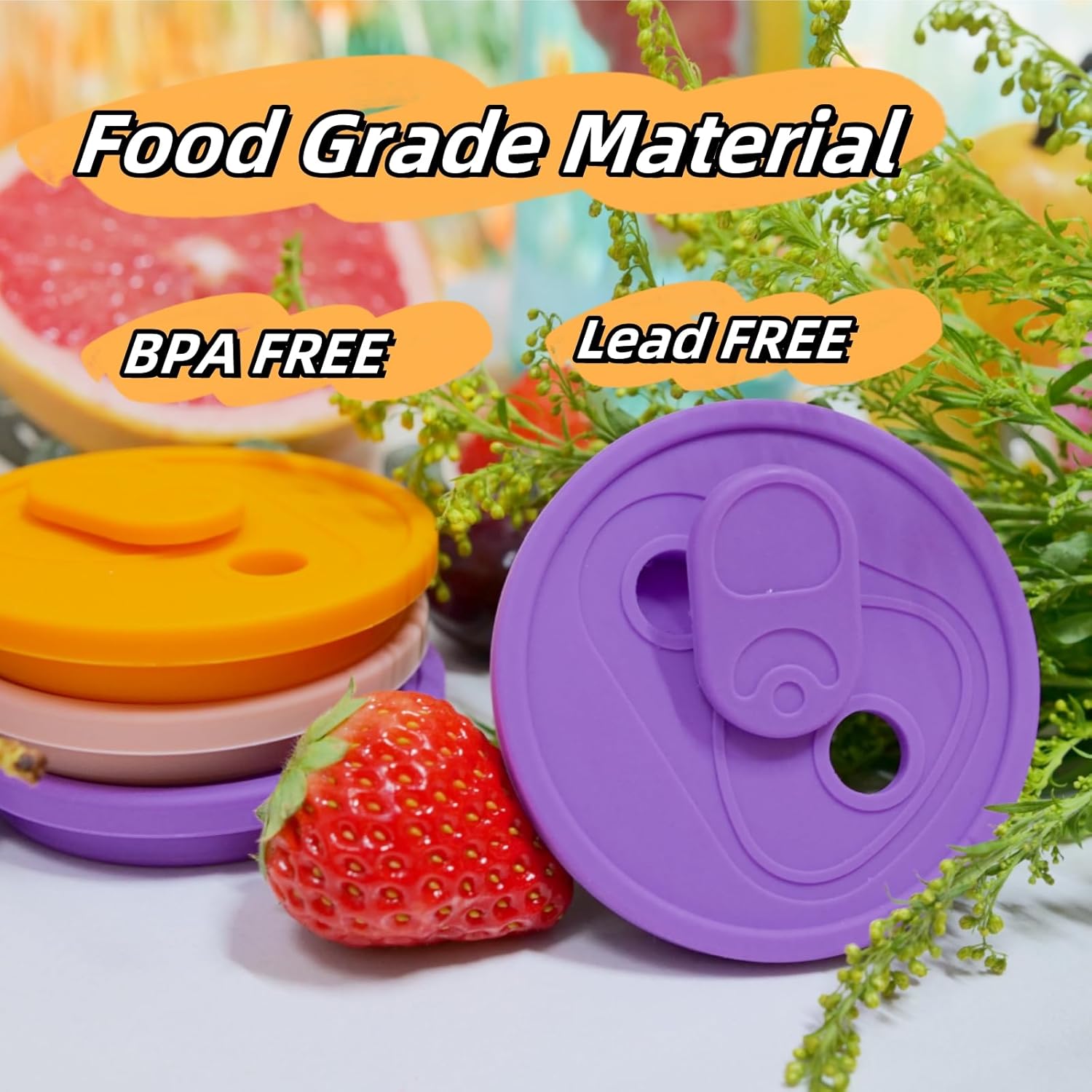 4 Pack Silicone Lids for 16OZ 20OZ 24OZ Glass Cups