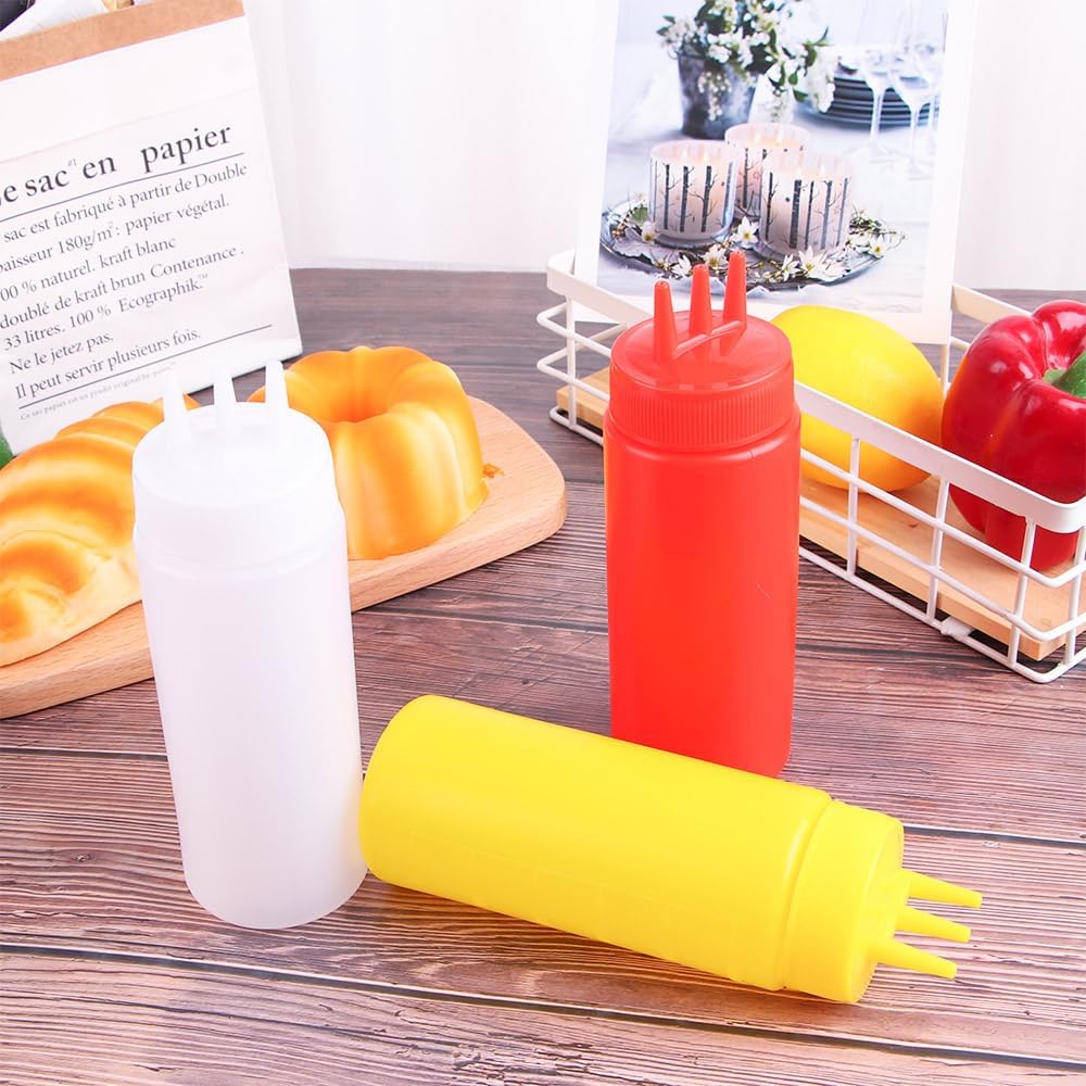 Vctitil 3 Pcs Condiment Squeeze Bottles with Leak Proof Design
