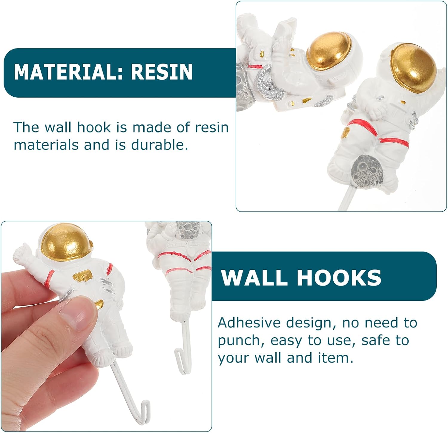 FOMIYES 4Pcs Astronaut Shape Wall Hooks 1
