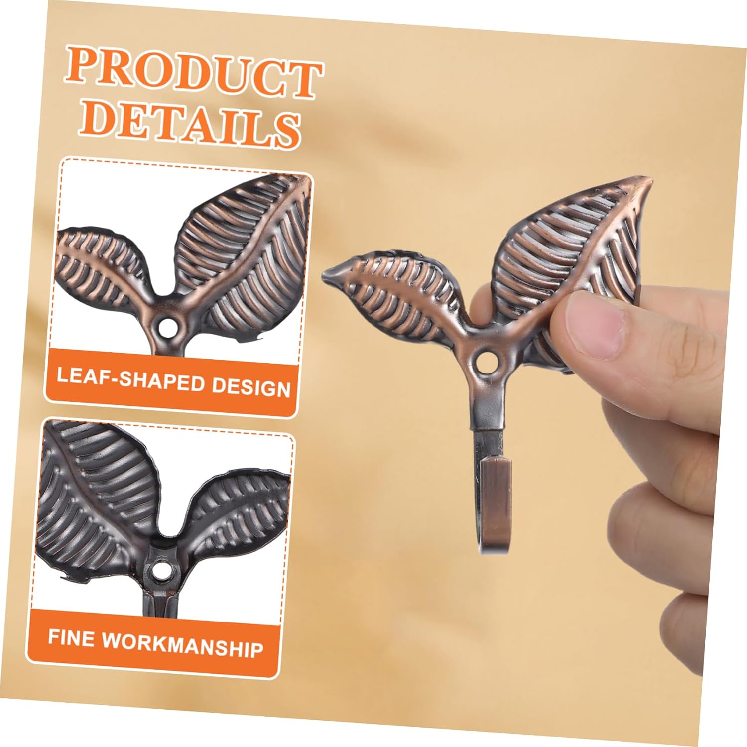 VALICLUD 4Set Vintage Leaf Wall Coat Hooks