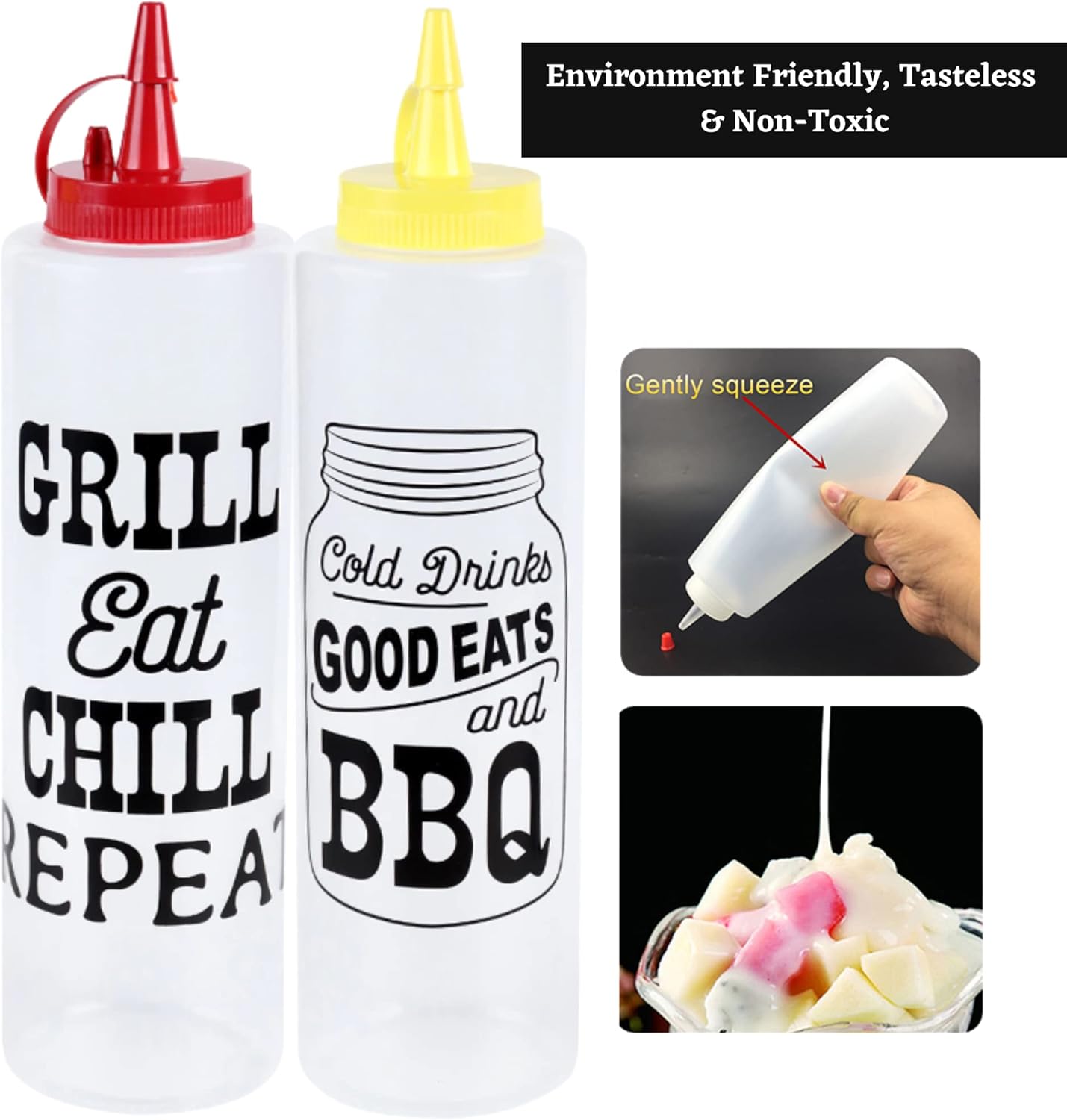 LSM Condiment Squeeze Bottles 14oz Set of 2