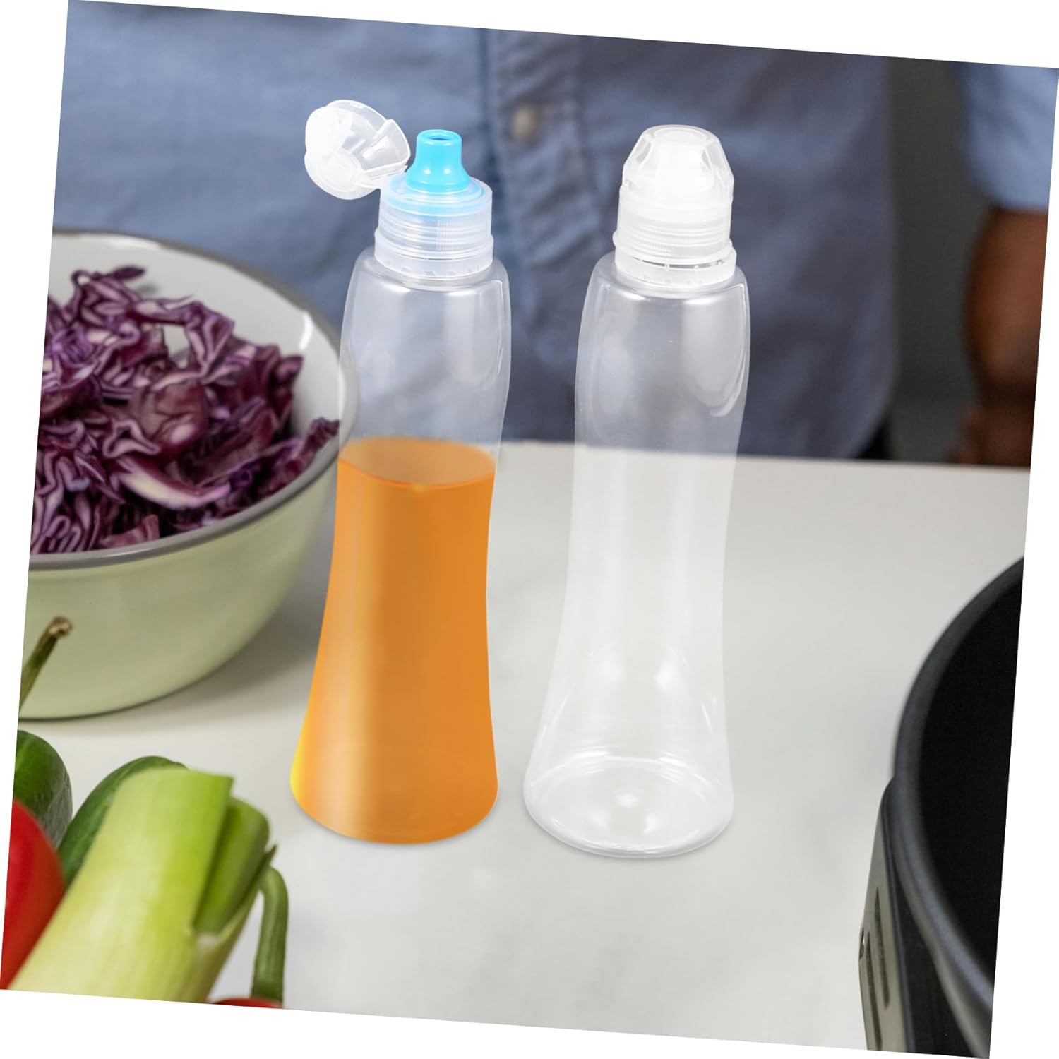 BUGUUYO 380g Honey Dispenser Set Blue Condiment Squeeze Bottles
