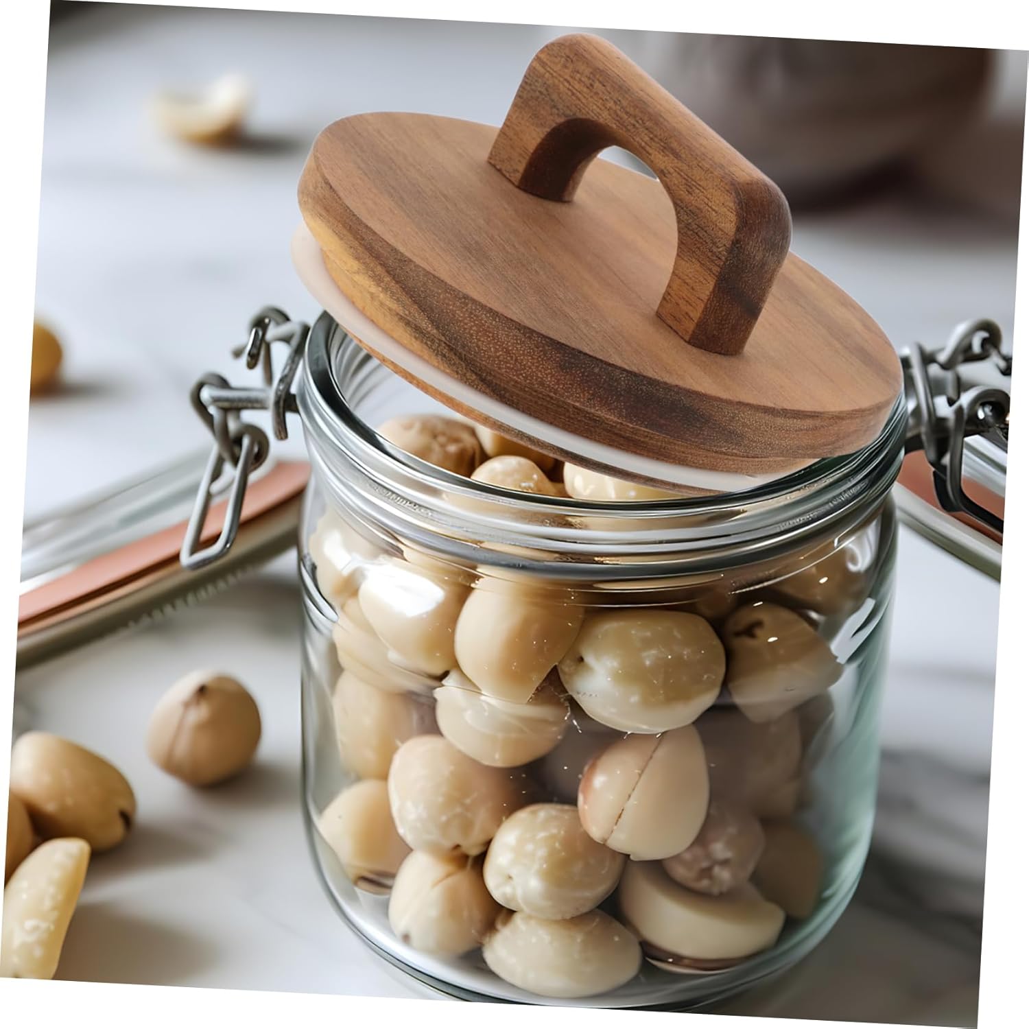 BRIGHTFUFU Acacia Wood Canning Lids with Silicone Seals