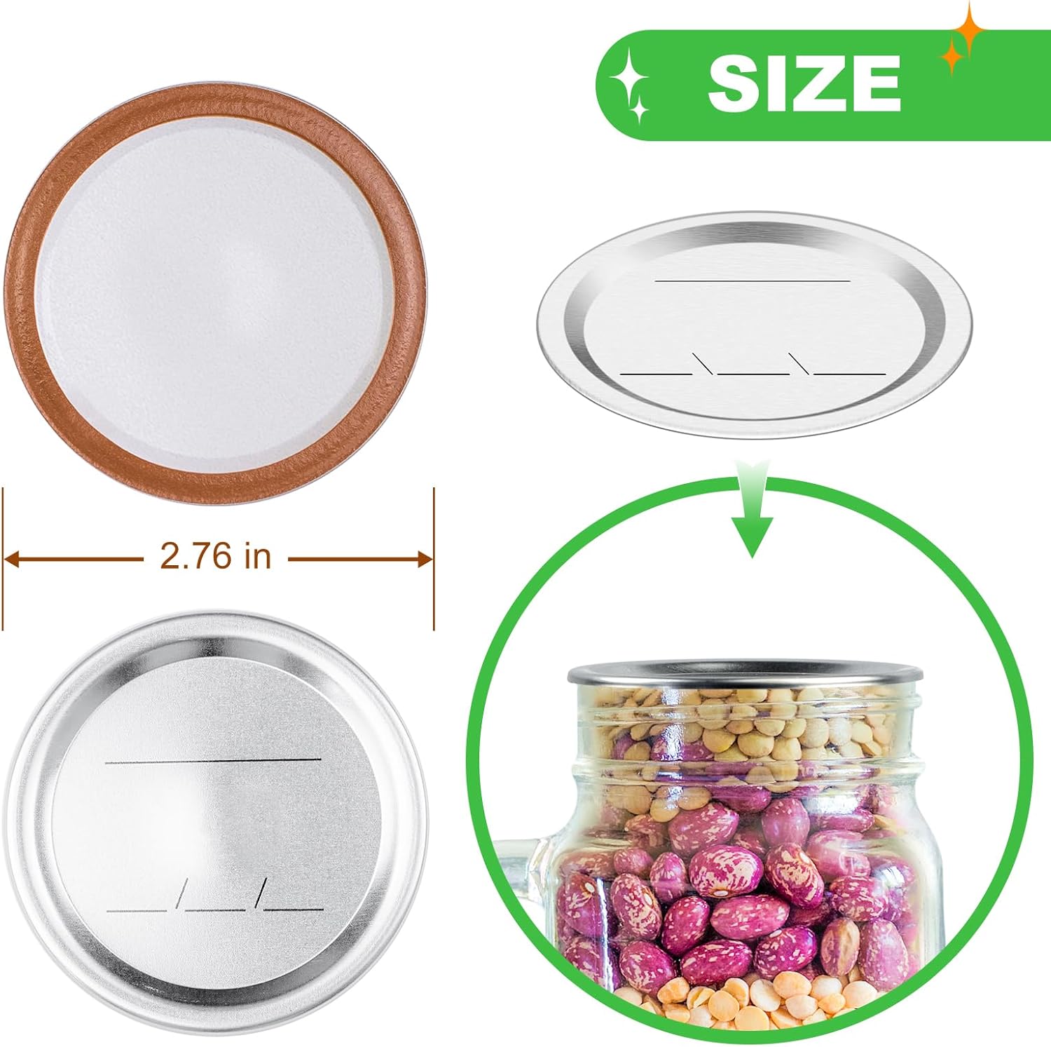 100 Pcs Canning Lids with Food Grade Silicone Seal