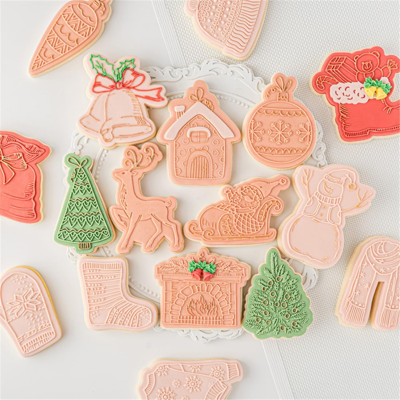 4PCS Plaque Frame Fondant Stamp Cookie Cutter Set for Baking and Crafting