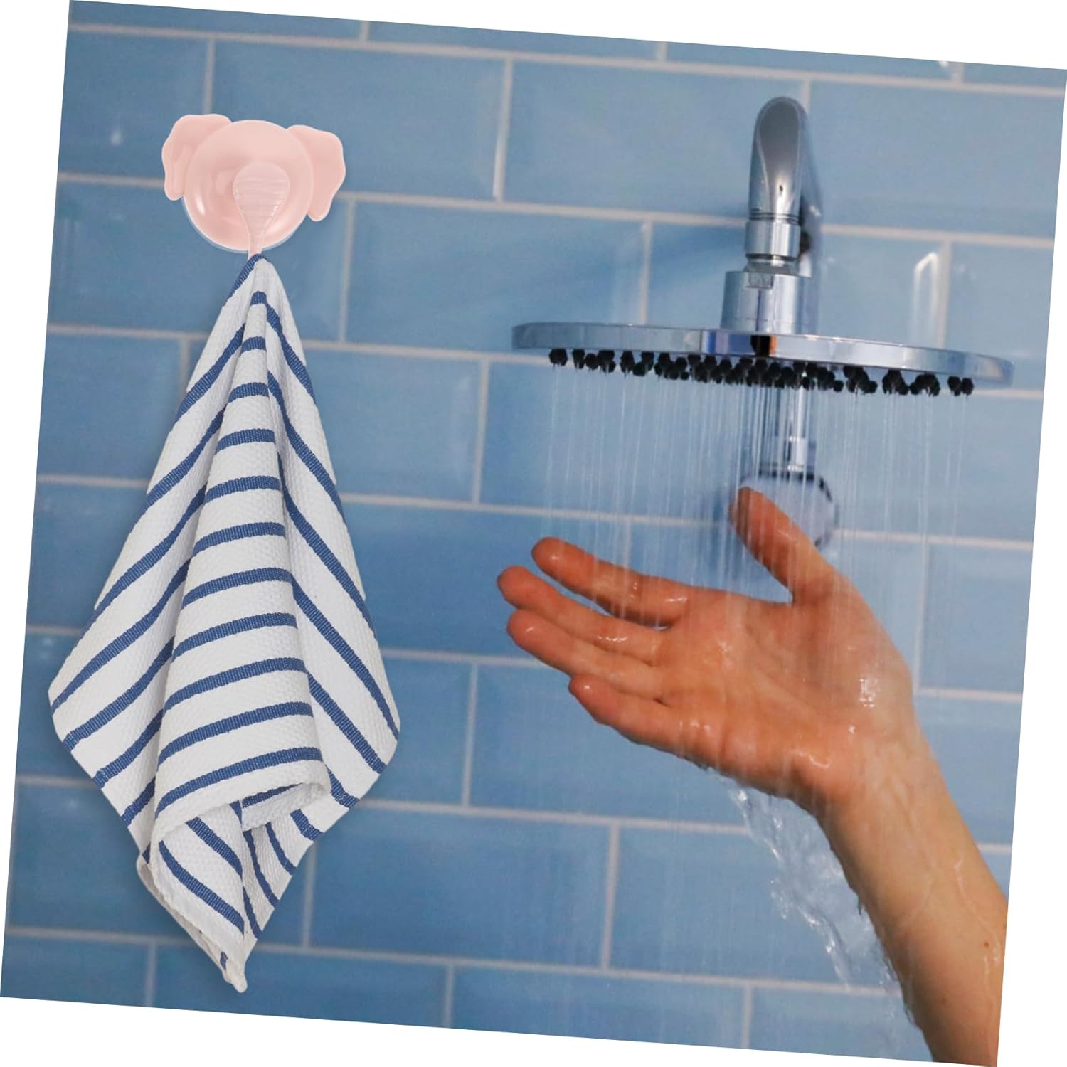 FONDOTIN Suction Cup Towel Hooks 4 Pack for Bathroom Kitchen