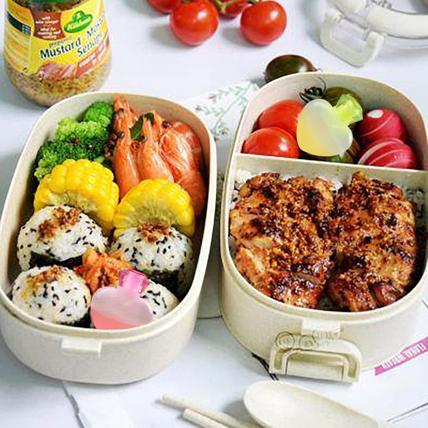 8 Pieces Heart Shaped Condiment Containers with Lids