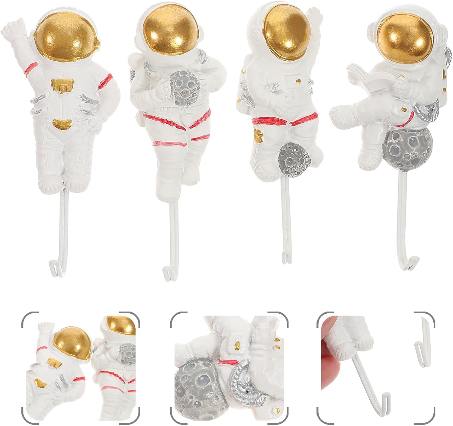 FOMIYES 4Pcs Astronaut Shape Wall Hooks 1