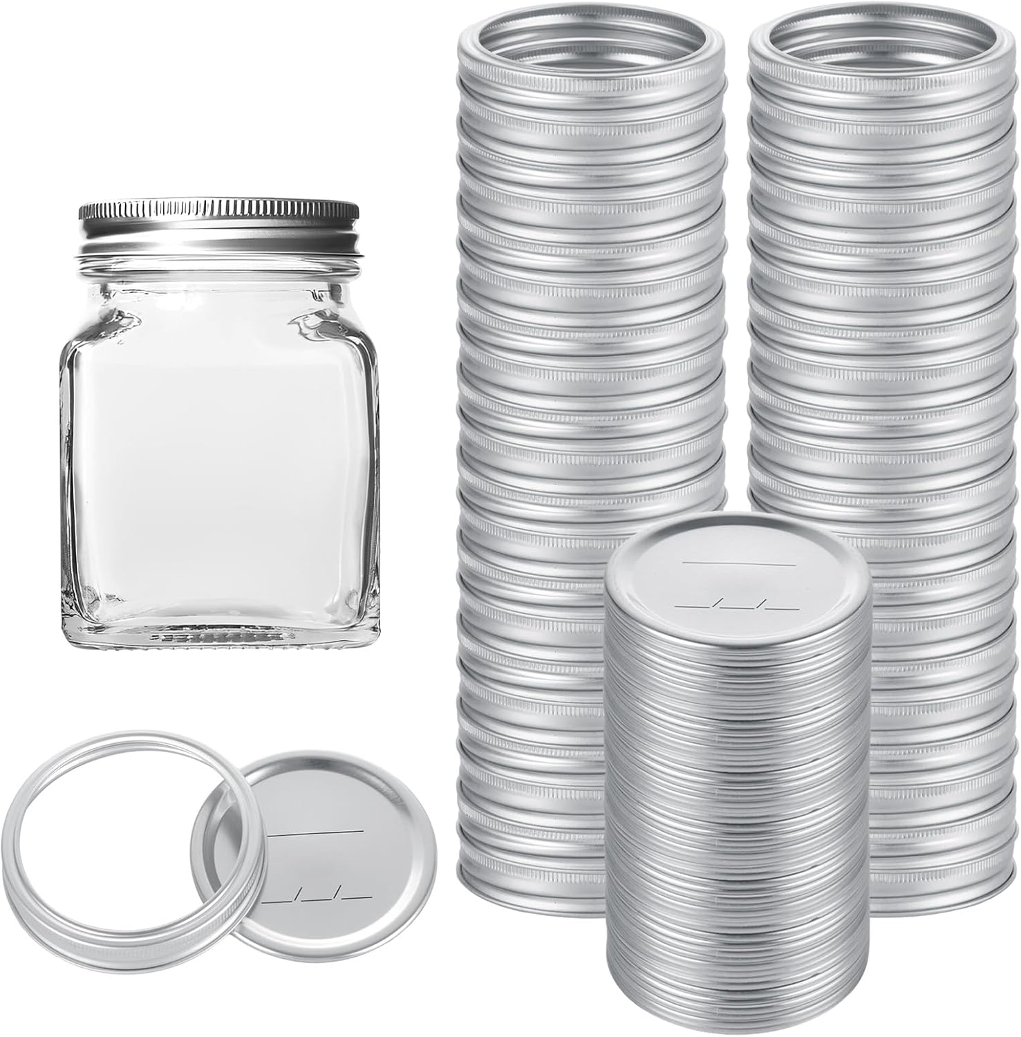 LOYORTY 100 Pcs Mason Jar Lids with Rings Set