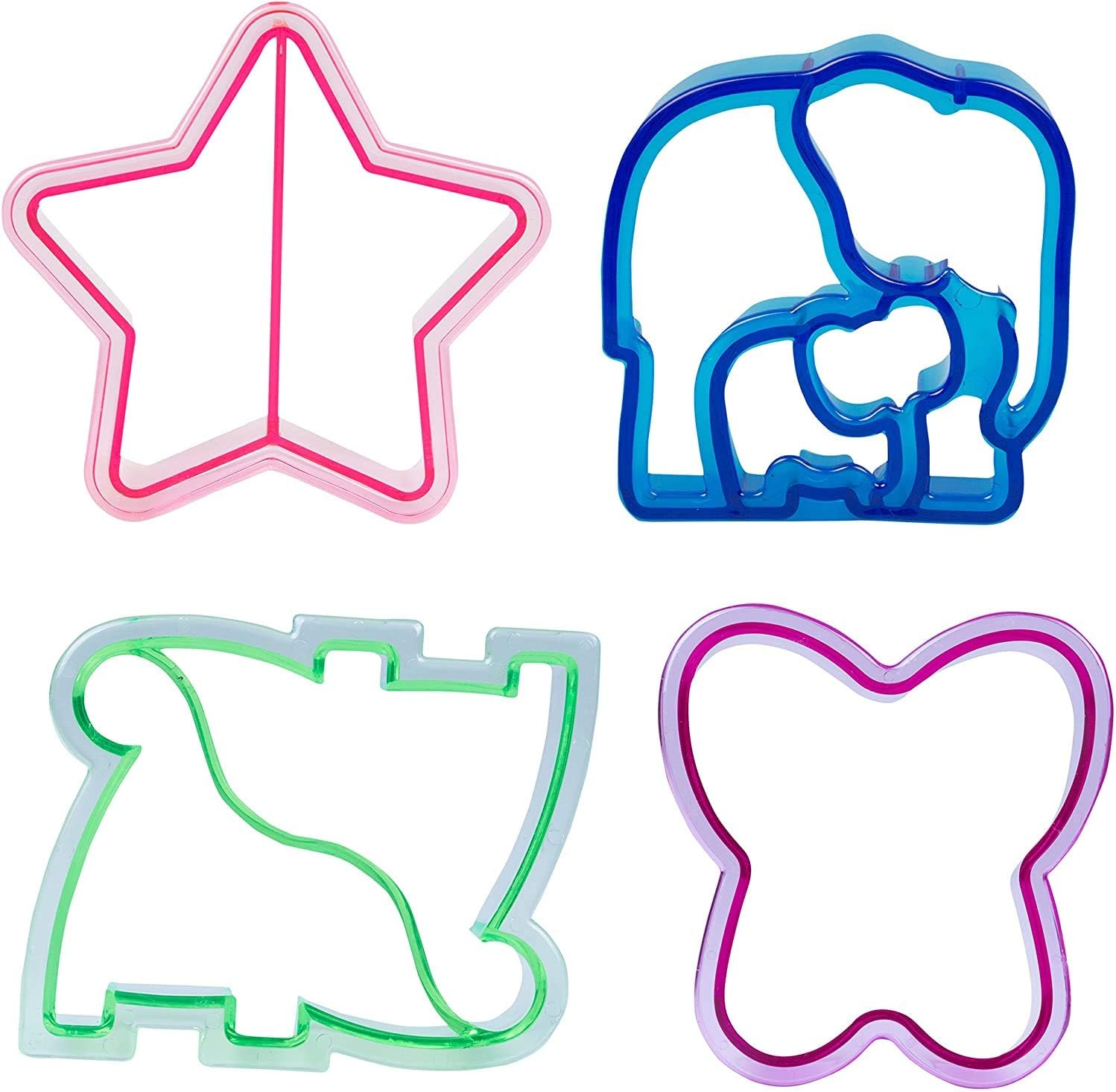 Bentology Sandwich Cutters - 4 Pack with Butterfly Star Dinosaur Elephant