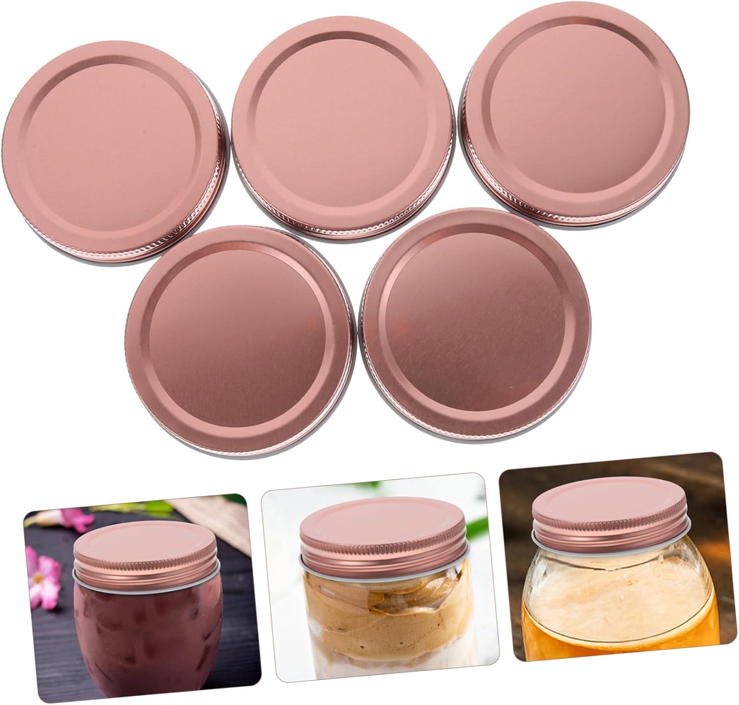 Garneck 12pcs Wide Mouth Mason Jar Lids in Rose Gold