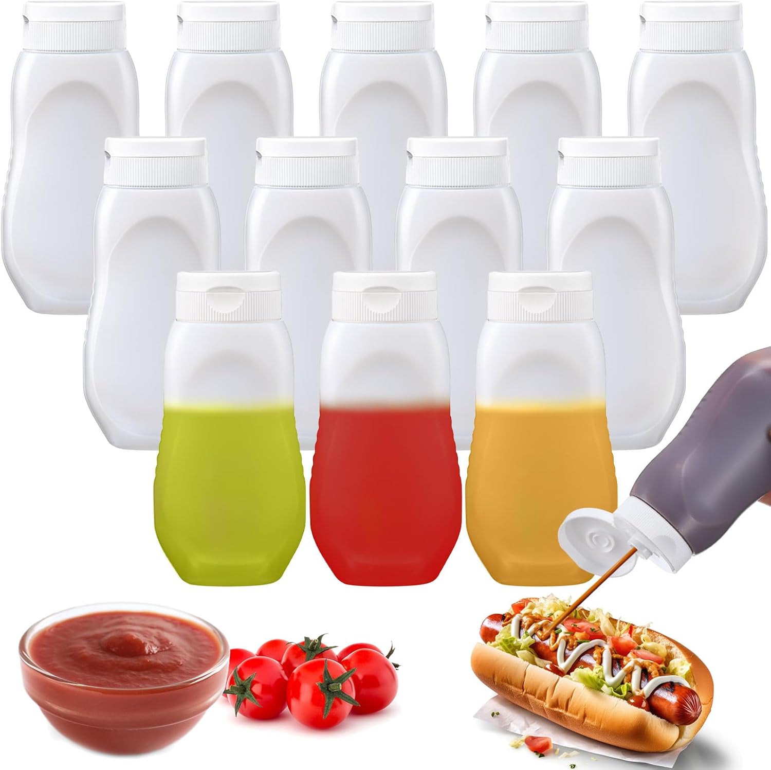 Potchen 12 Piece Condiment Squeeze Bottles Set