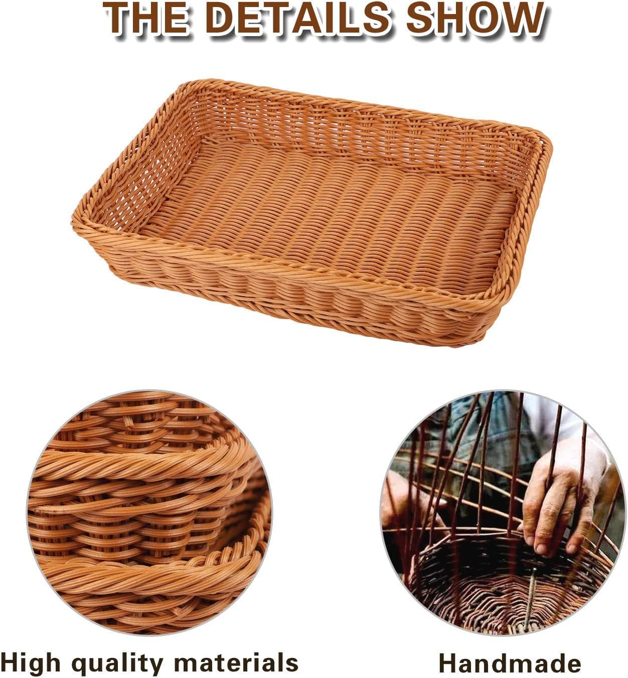 KEILEOHO 3 Pack 12 Inch Poly Wicker Bread Baskets 1