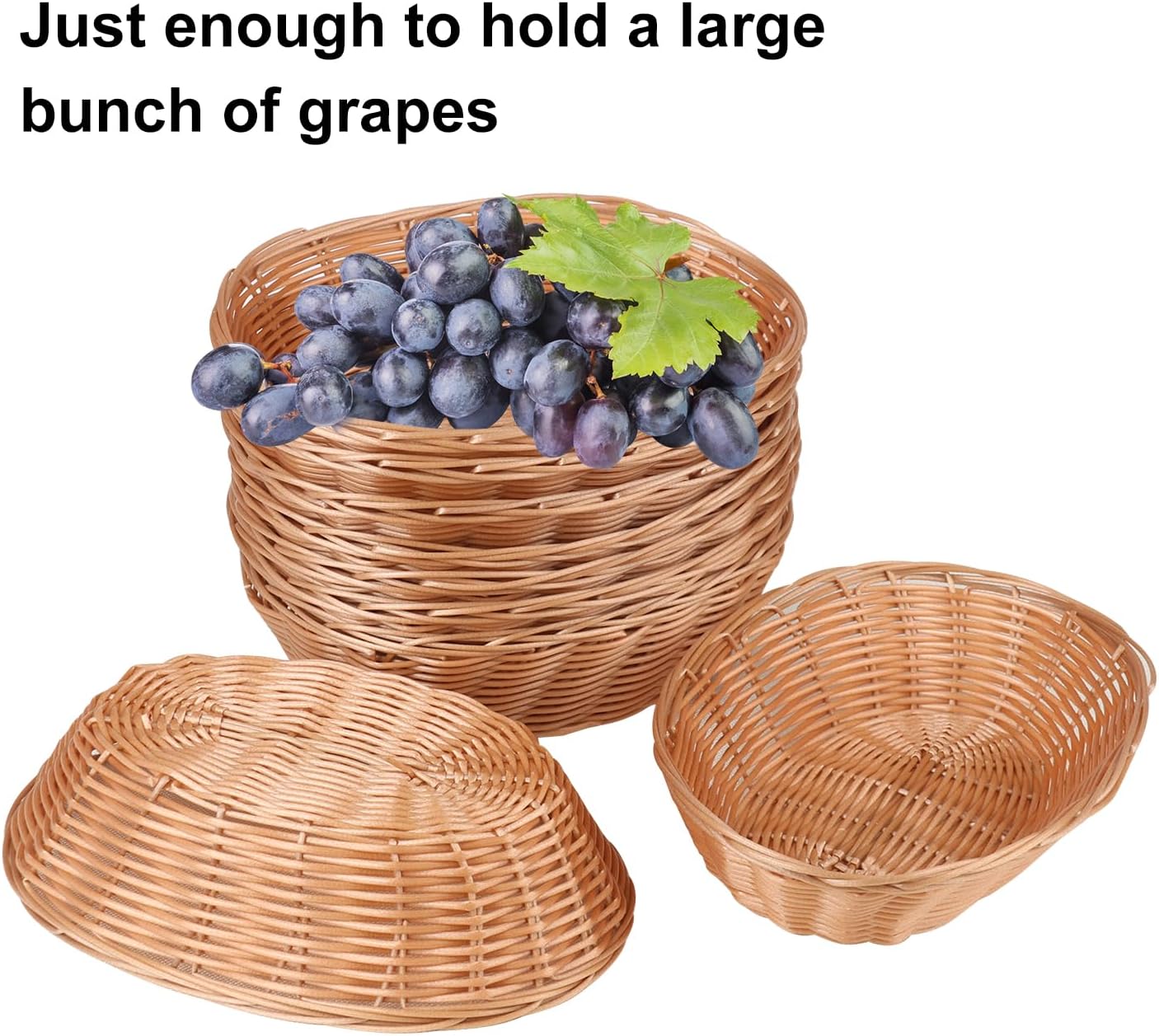 GNIEMCKIN 28 Pack Oval Plastic Wicker Bread Baskets