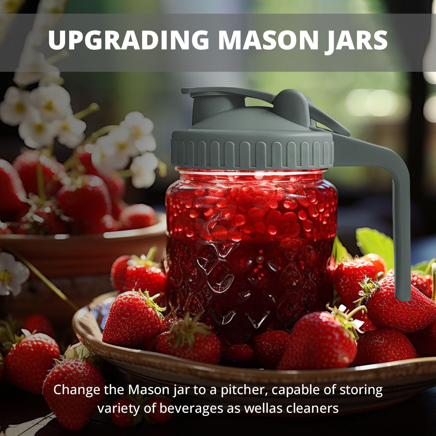 VIGOR PATH 2 Pack Wide Mouth Flip Cap Mason Jar Lids Gray