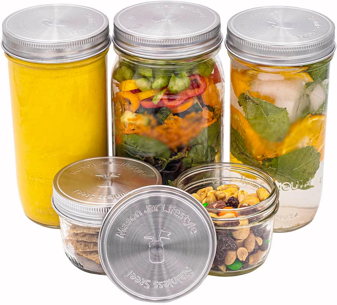 Mason Jar Lifestyle 5 Pack Heavy Duty Lids with Silicone Liners