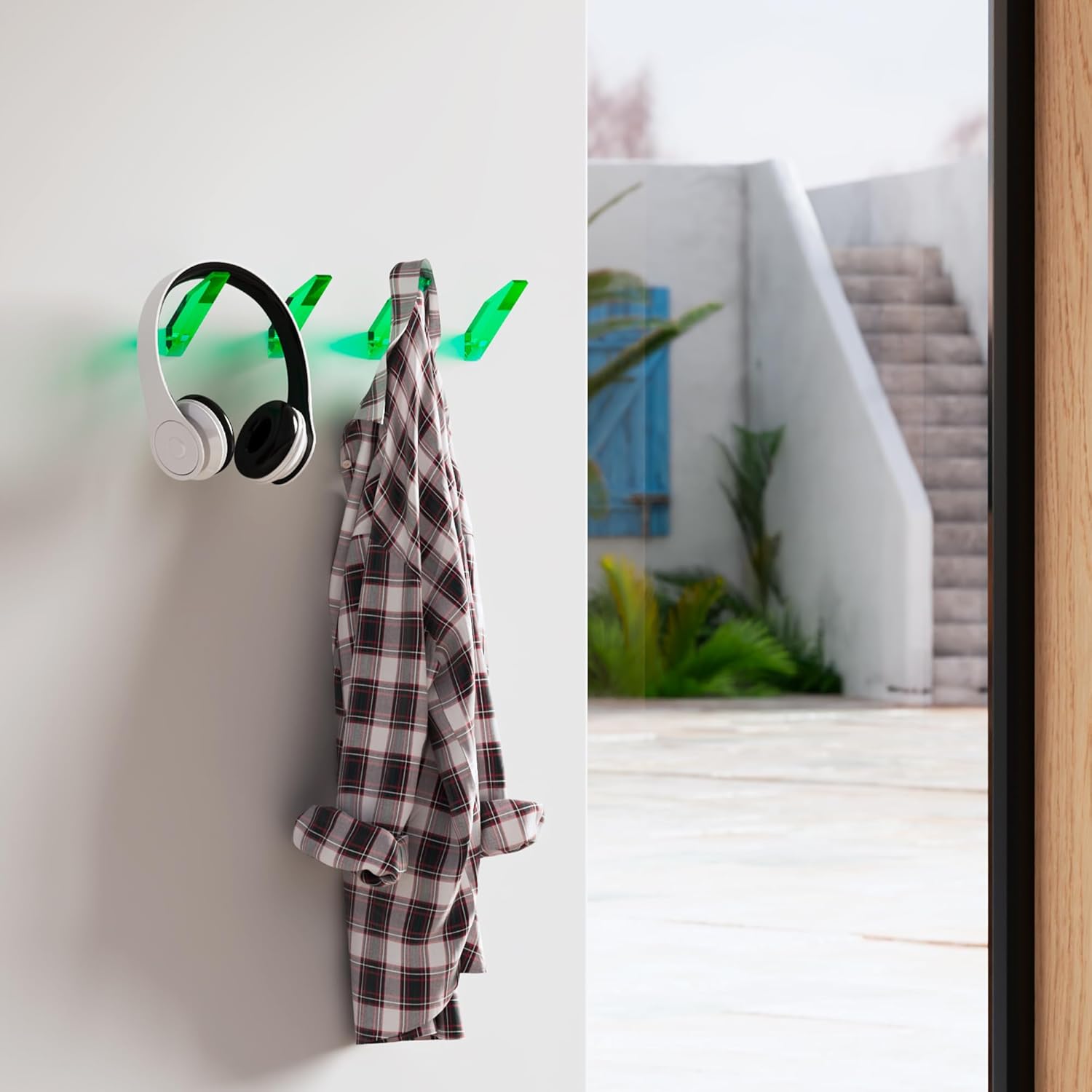 Acryve 4 Pack Green Acrylic Wall Hooks