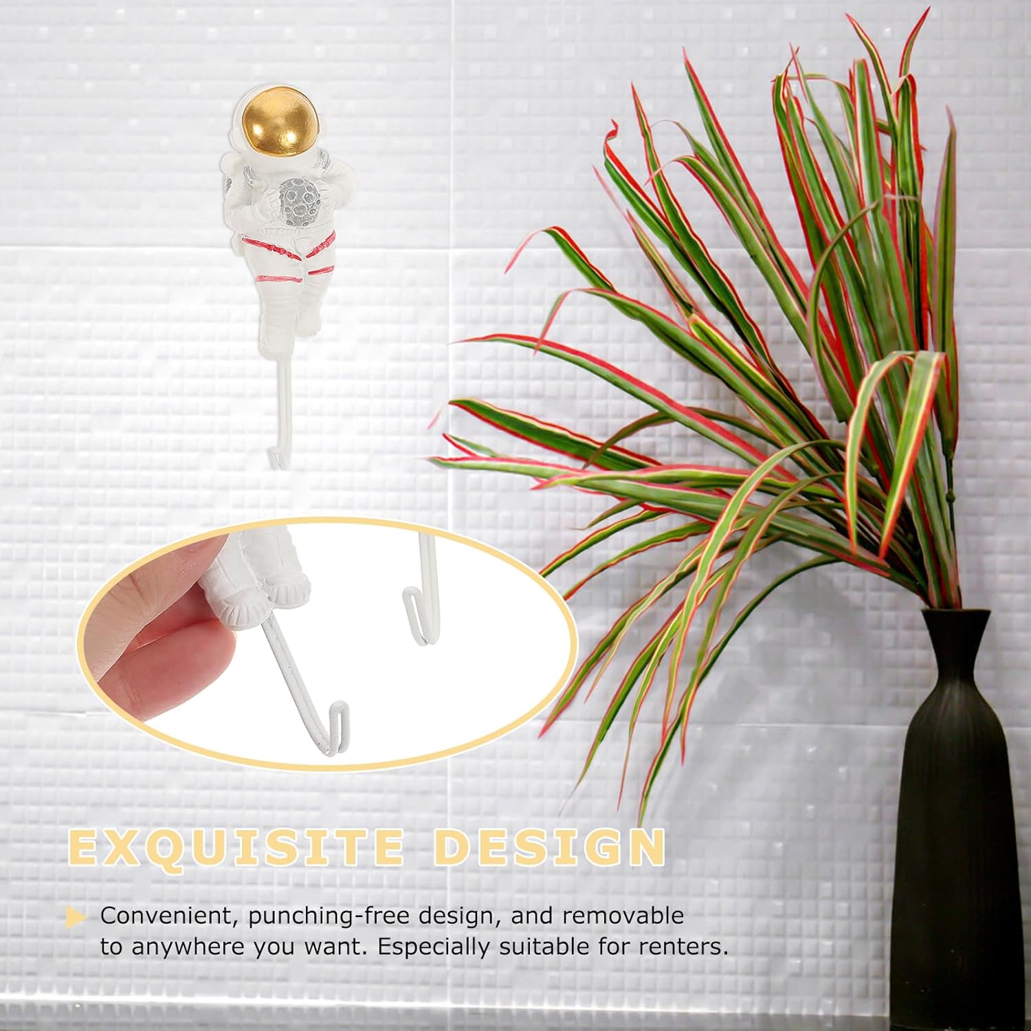 FOMIYES 4Pcs Astronaut Shape Wall Hooks 1