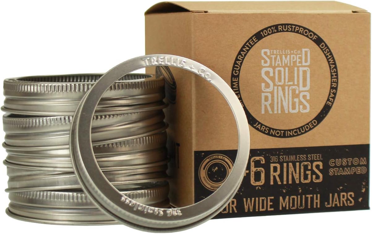 Trellis Co Stamped Stainless Steel Canning Jar Bands 6 Pack