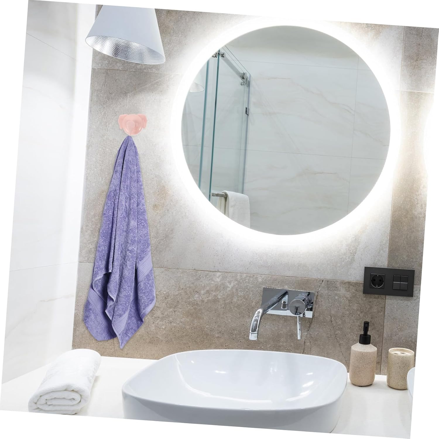 FONDOTIN Suction Cup Towel Hooks 4 Pack for Bathroom Kitchen