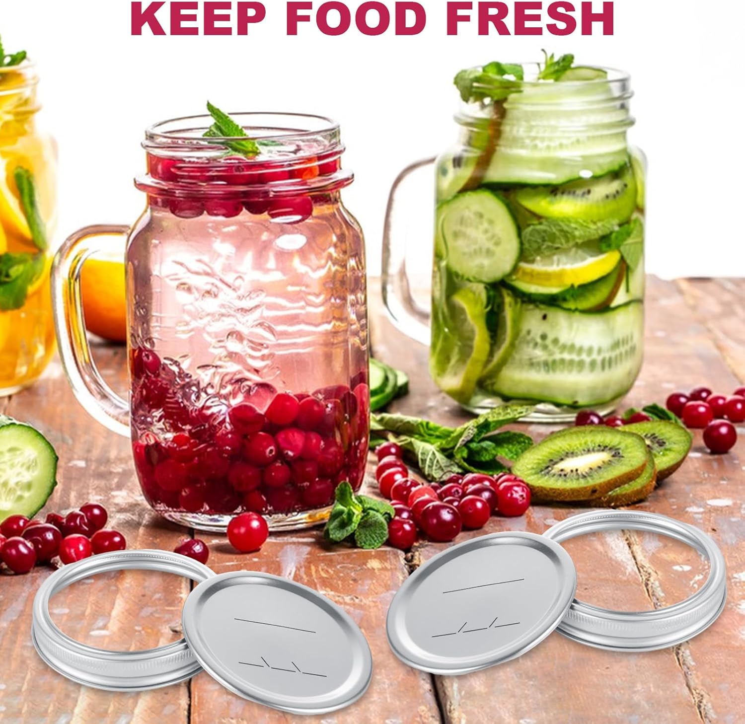 LOYORTY 100 Pcs Mason Jar Lids with Rings Set