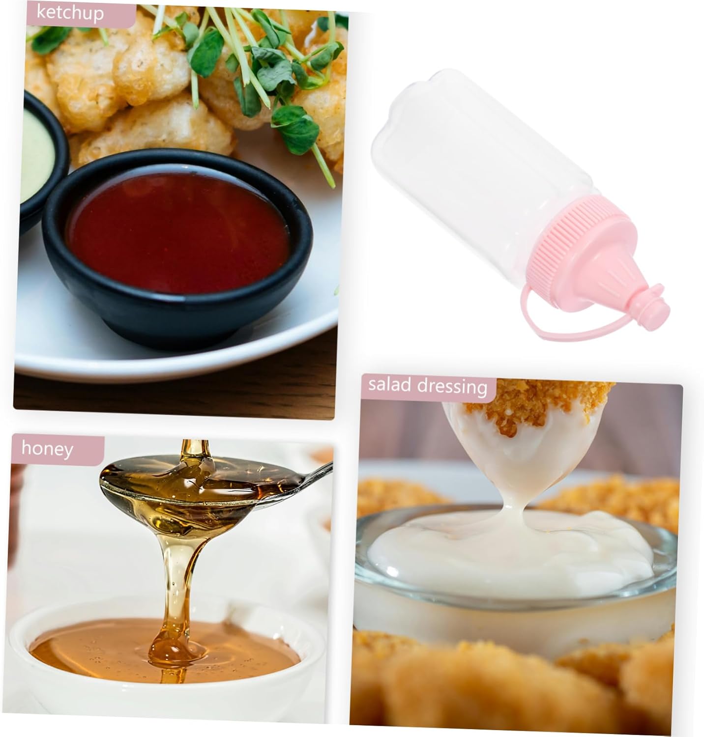 FELTECHELECTR Reusable Condiment Bottle Set for Honey and Salad Dressing