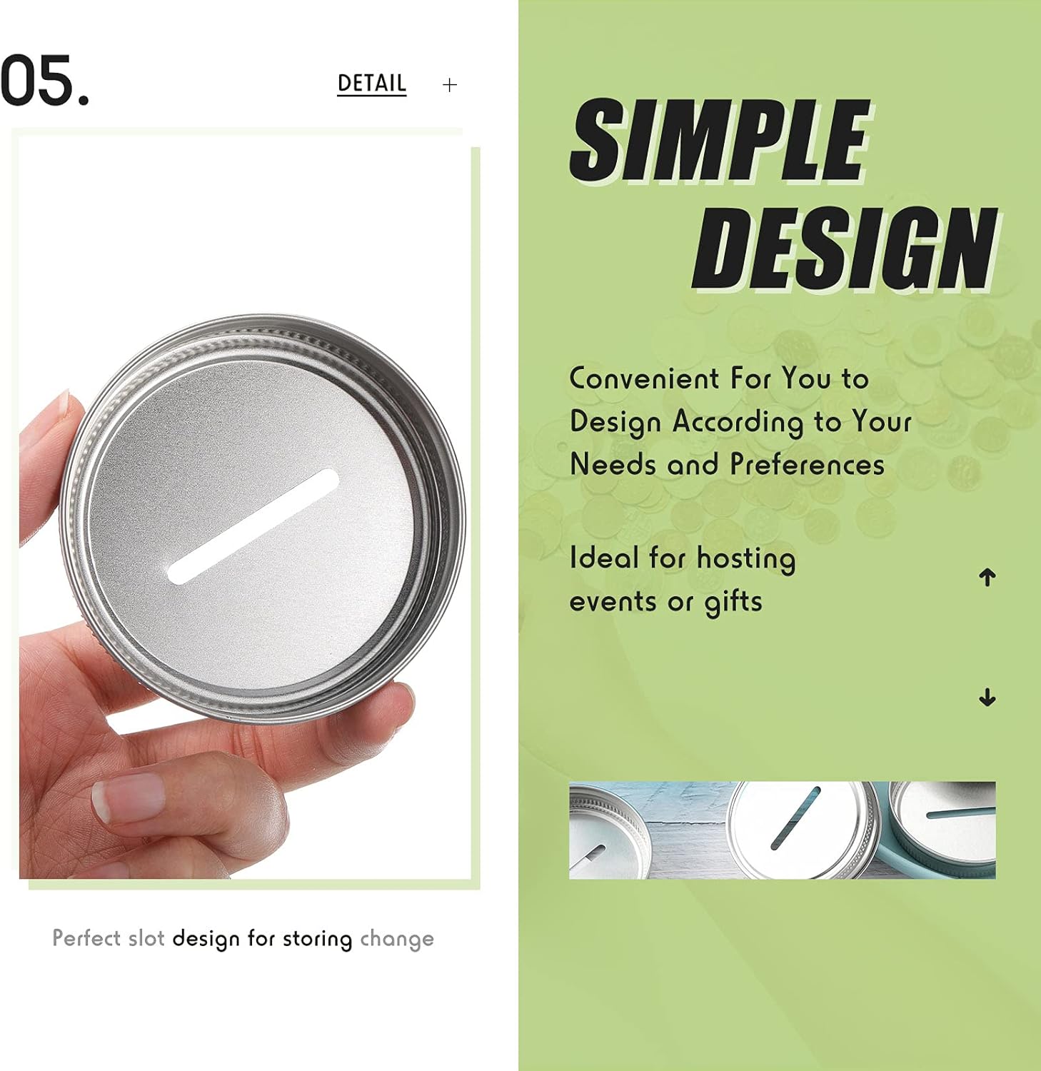 Geiserailie 70mm Stainless Steel Coin Slot Lid 24 Pieces