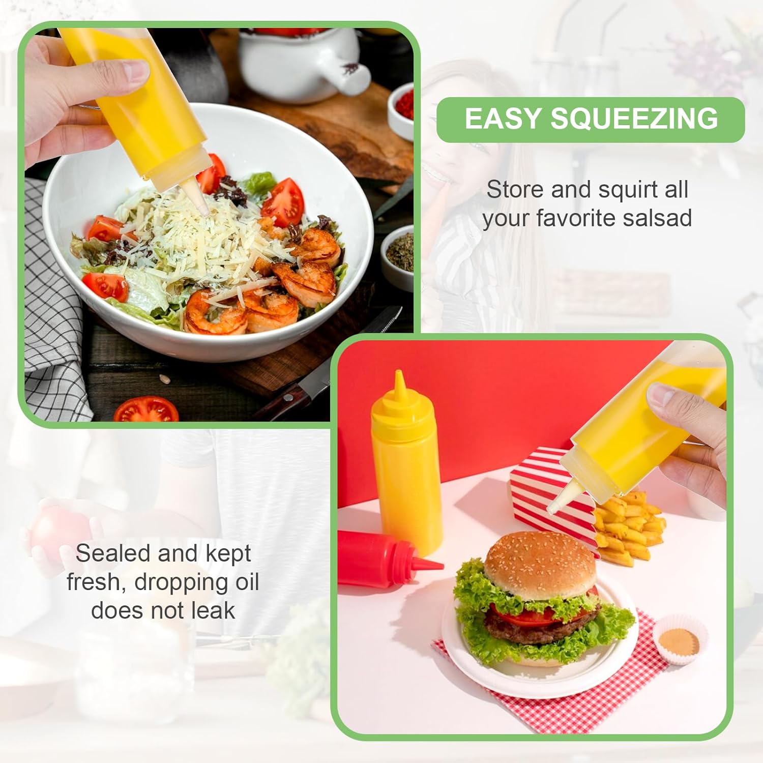 20 Pcs 8 Oz Squeeze Bottles with Red Tip Leakproof