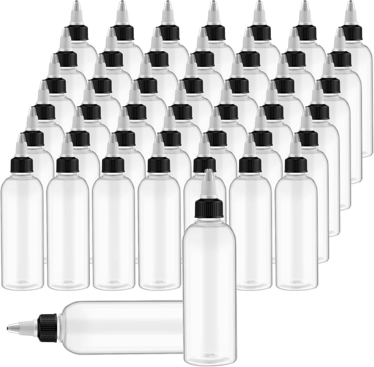 Tanlade 200 Pcs 2oz Plastic Squeeze Bottles with Twist Cap