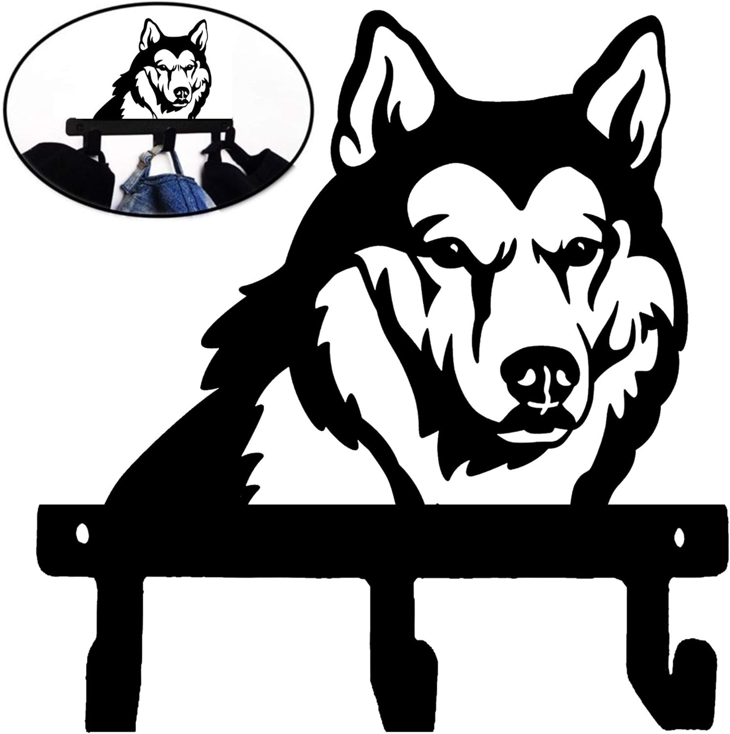 Fit Frenchie Siberian Husky Wolf Shape Wall Hook