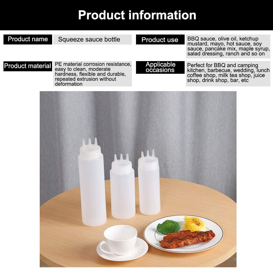Uxcell 23oz Plastic Squeeze Bottle with 3 Holes