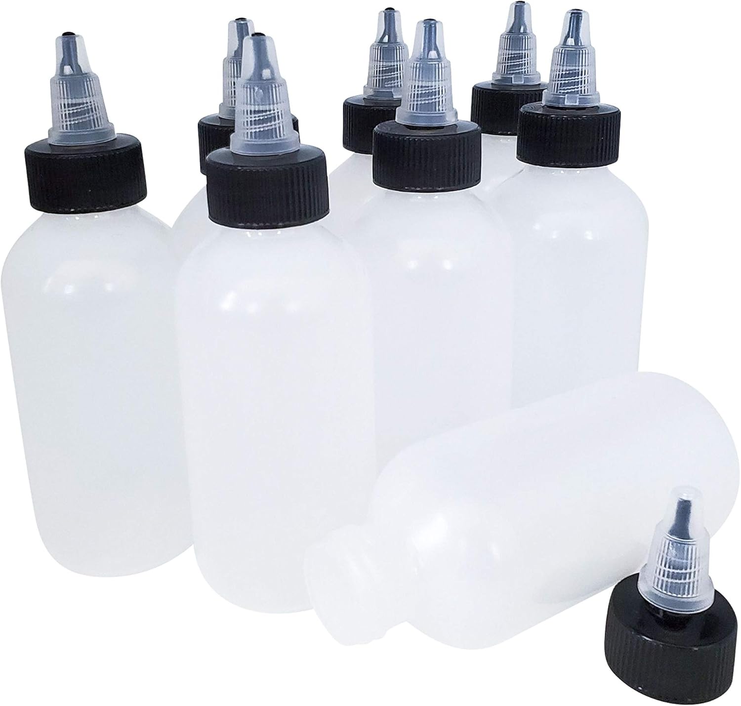 Kelkaa 4oz Boston Round LDPE Squeeze Bottles Pack of 8
