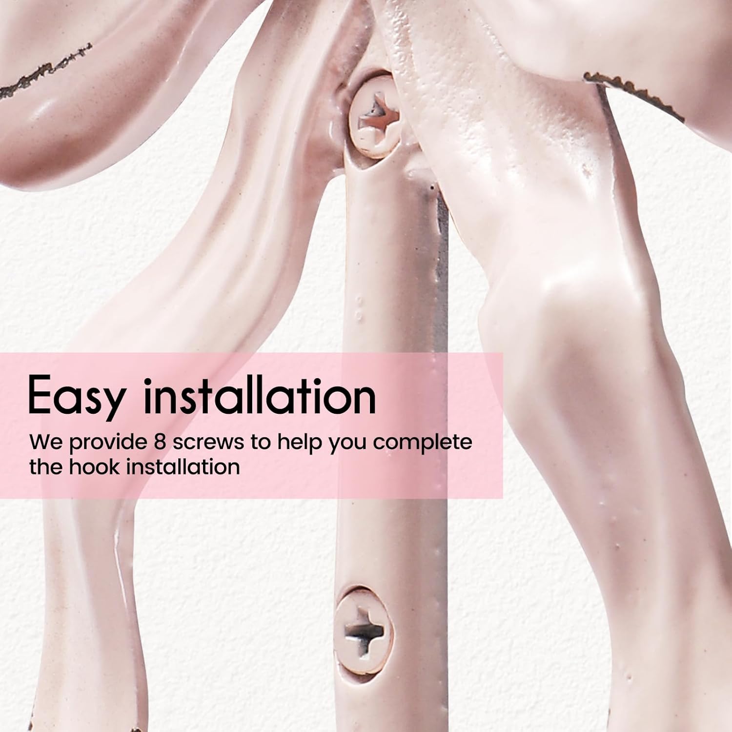 Bolifish Large Pink Bow Wall Hooks Set of 4 1