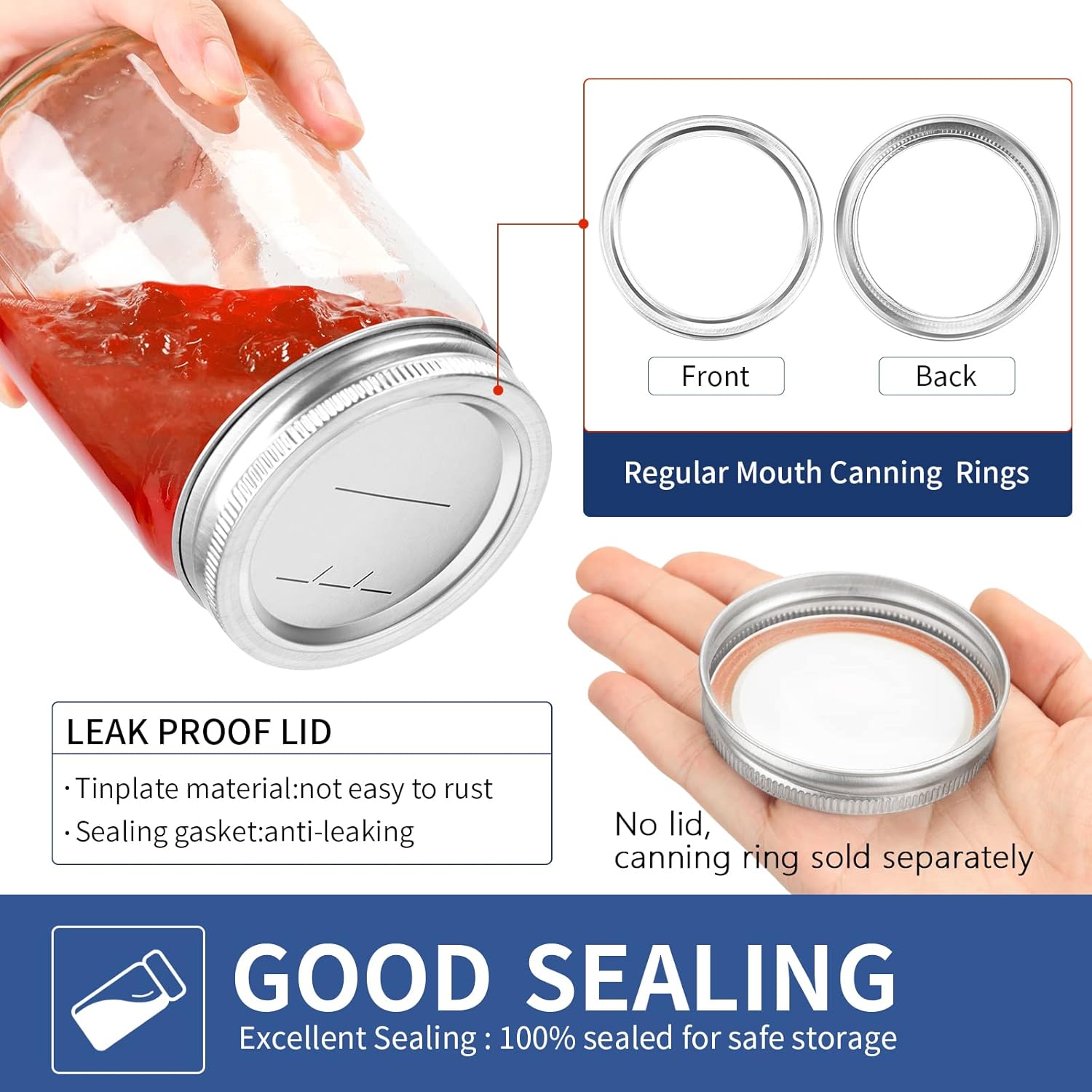 Yokudo Regular Mouth Canning Rings 24 PCS - Leakproof Reusable