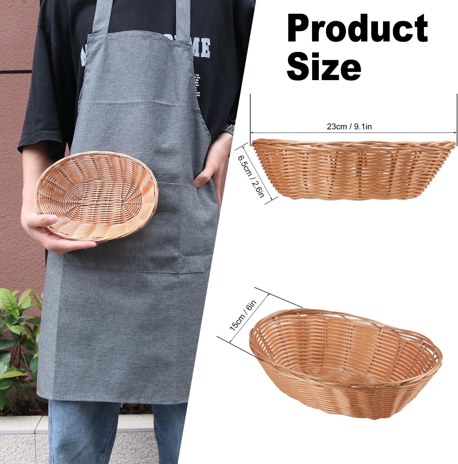 GNIEMCKIN 28 Pack Oval Plastic Wicker Bread Baskets