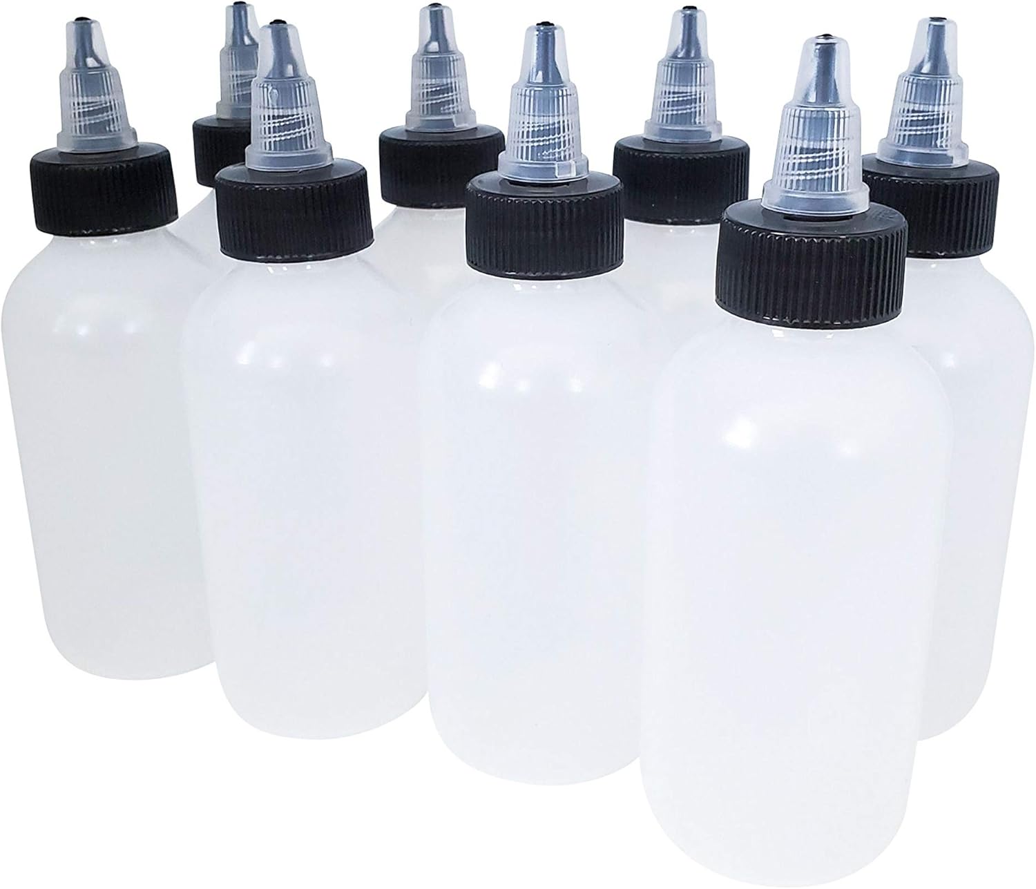 Kelkaa 4oz Boston Round LDPE Squeeze Bottles Pack of 8