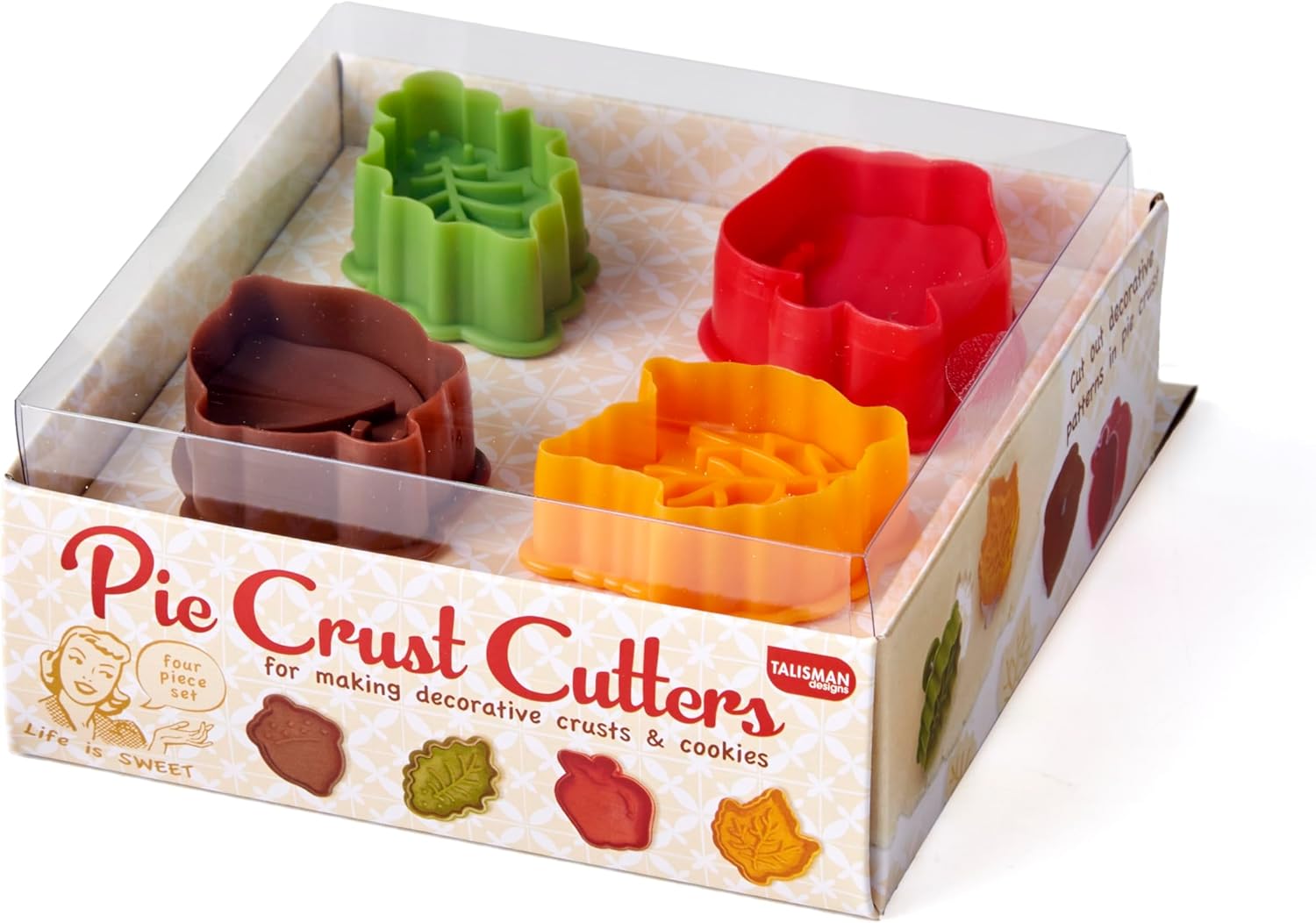 Talisman Designs Plunger Pie Crust Cutters 4-Piece Set