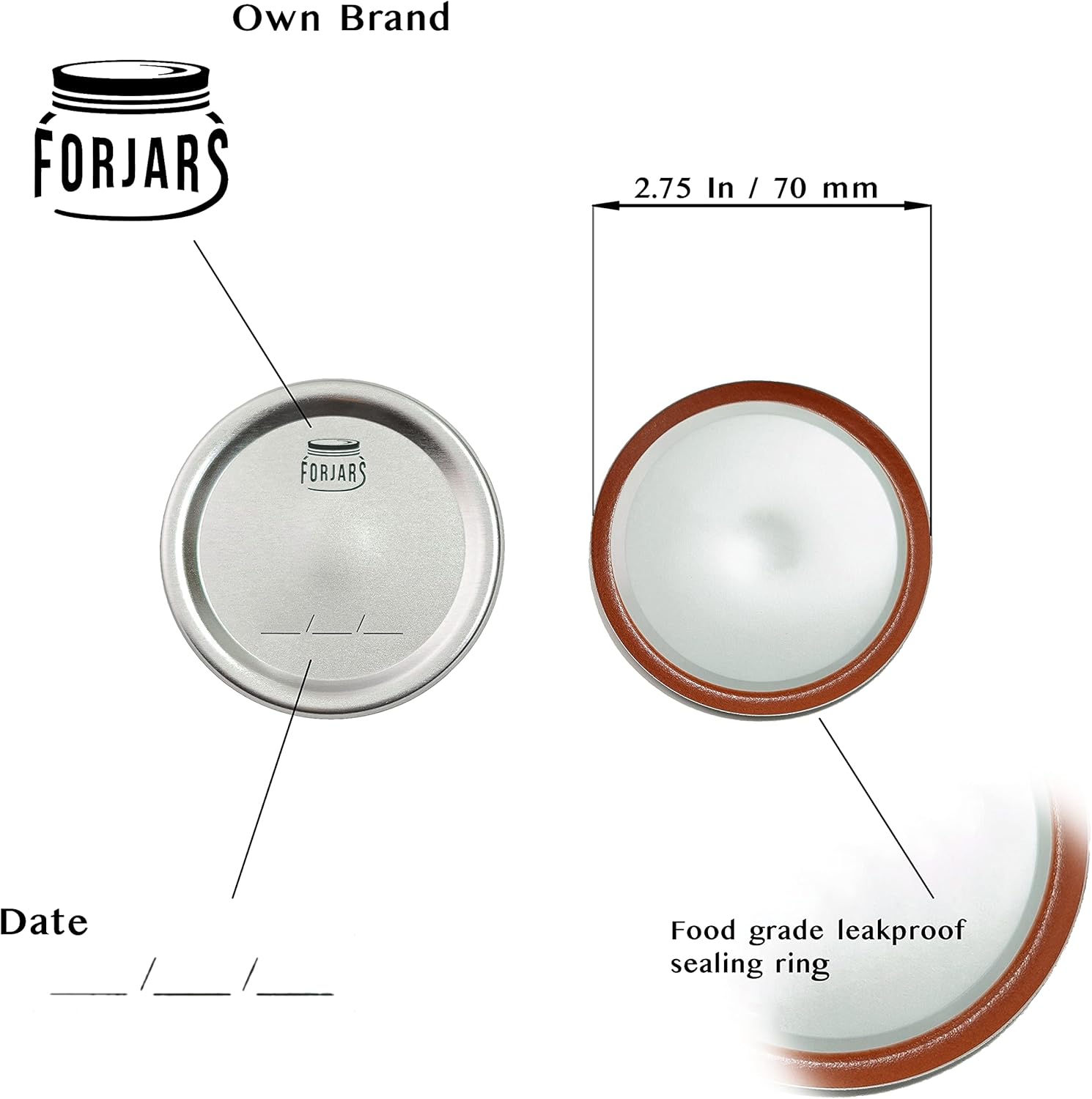 FORJARS Canning Lids and Rings 96 Pcs48 Sets