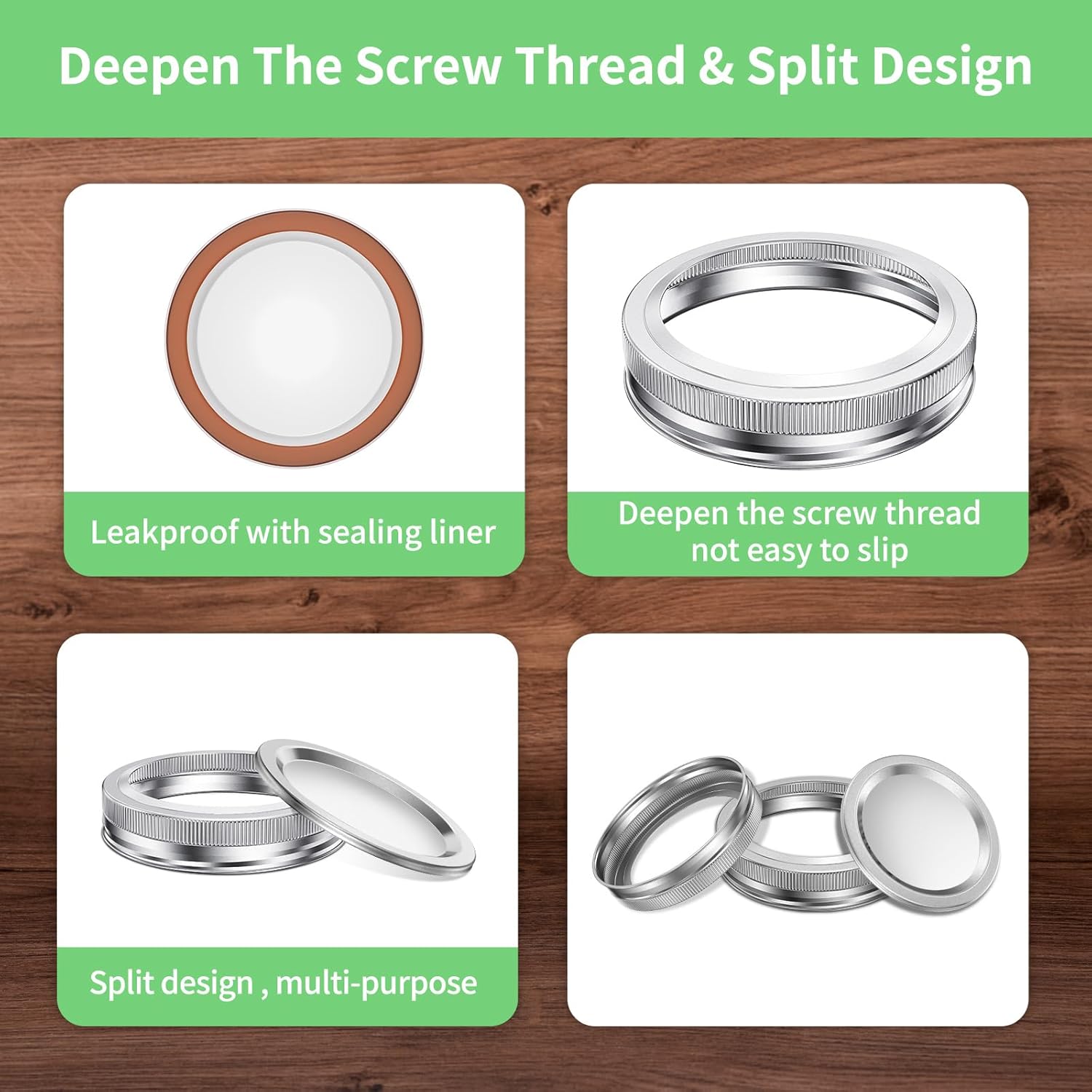 Ceephouge 48 Pcs Canning Lids and Rings Set