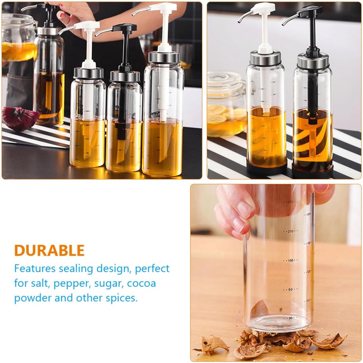 GRIRIW 500ml Honey Dispenser Jar with Easy Press Pump 1