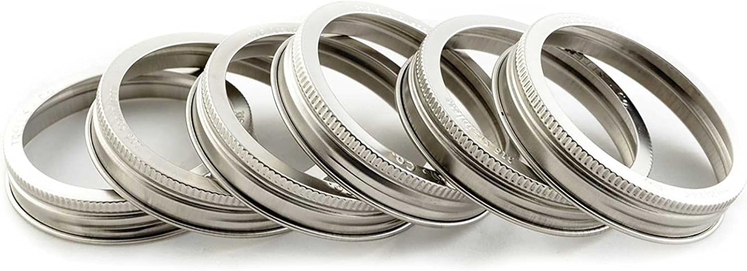 Trellis Co Stamped Stainless Steel Canning Jar Bands 6 Pack