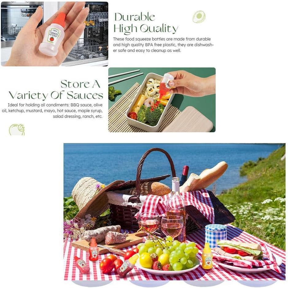 Mini Condiment Squeeze Bottles 4pcs Set