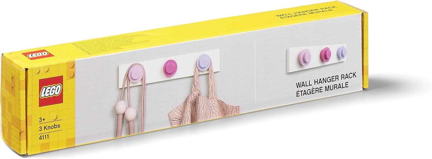 LEGO Wall Hanger with 3 Hooks - Kids Coat Rack Decor