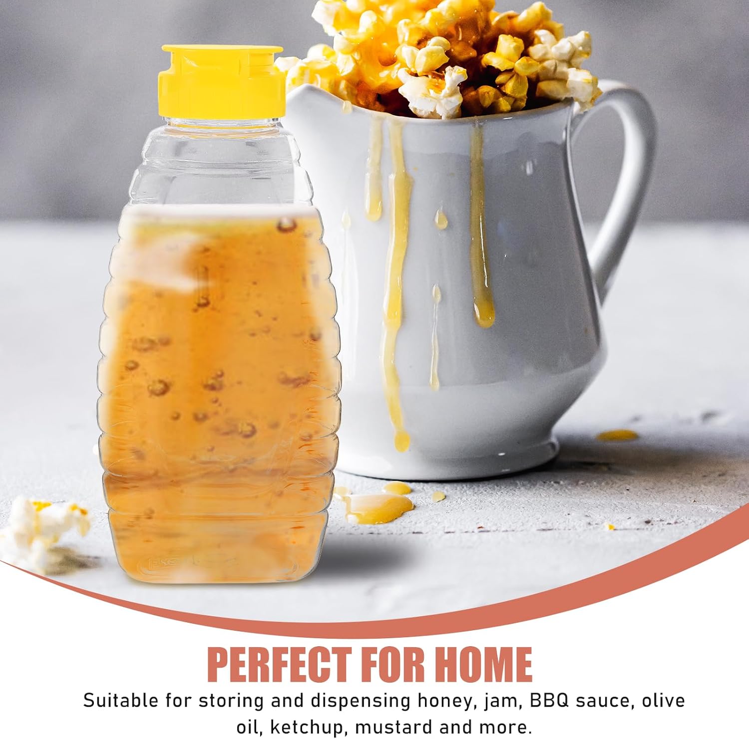 18Oz Squeeze Honey Jars with Flip Lids - 4 Pack