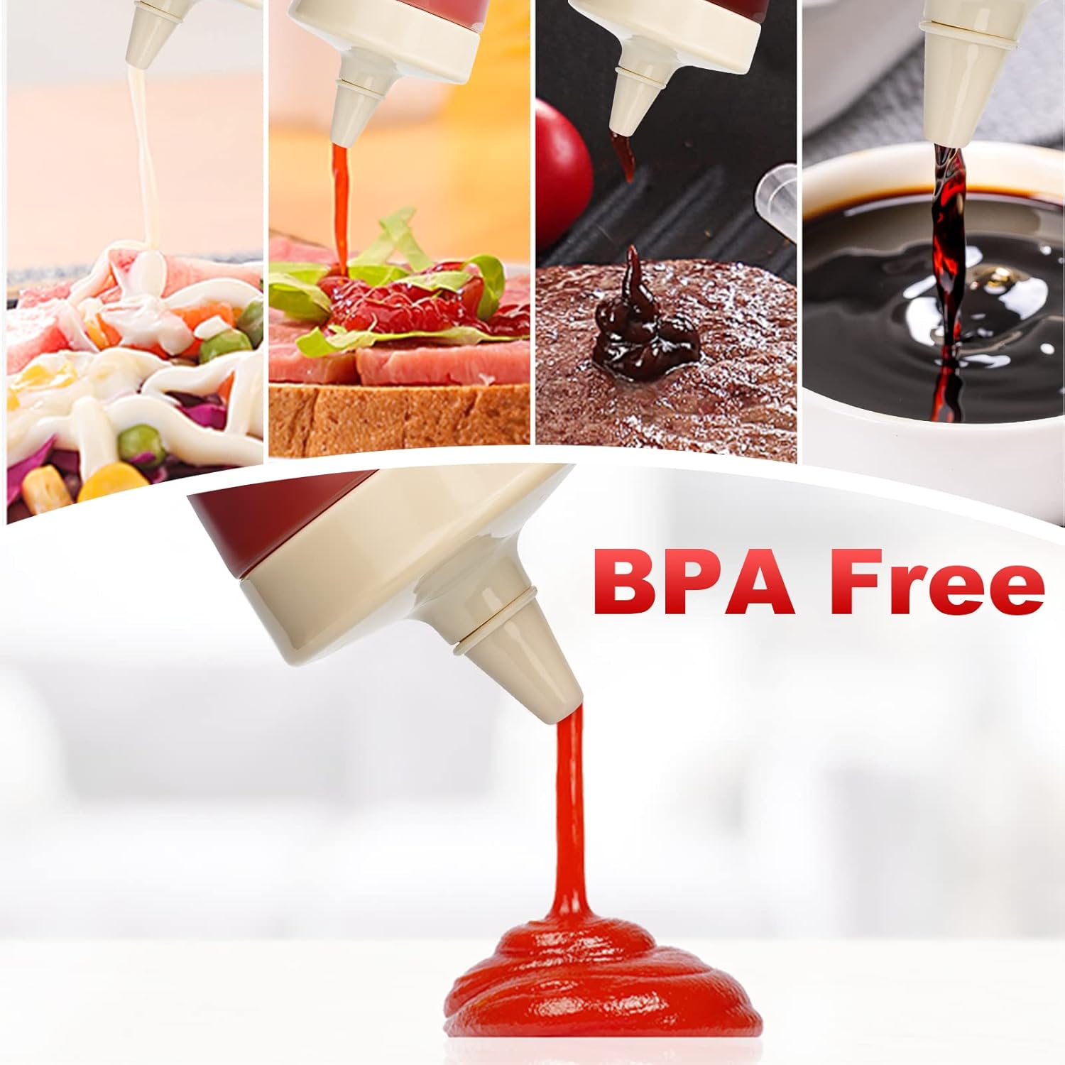Qiuhome 12 oz Clear Condiment Squeeze Bottles Pack of 6