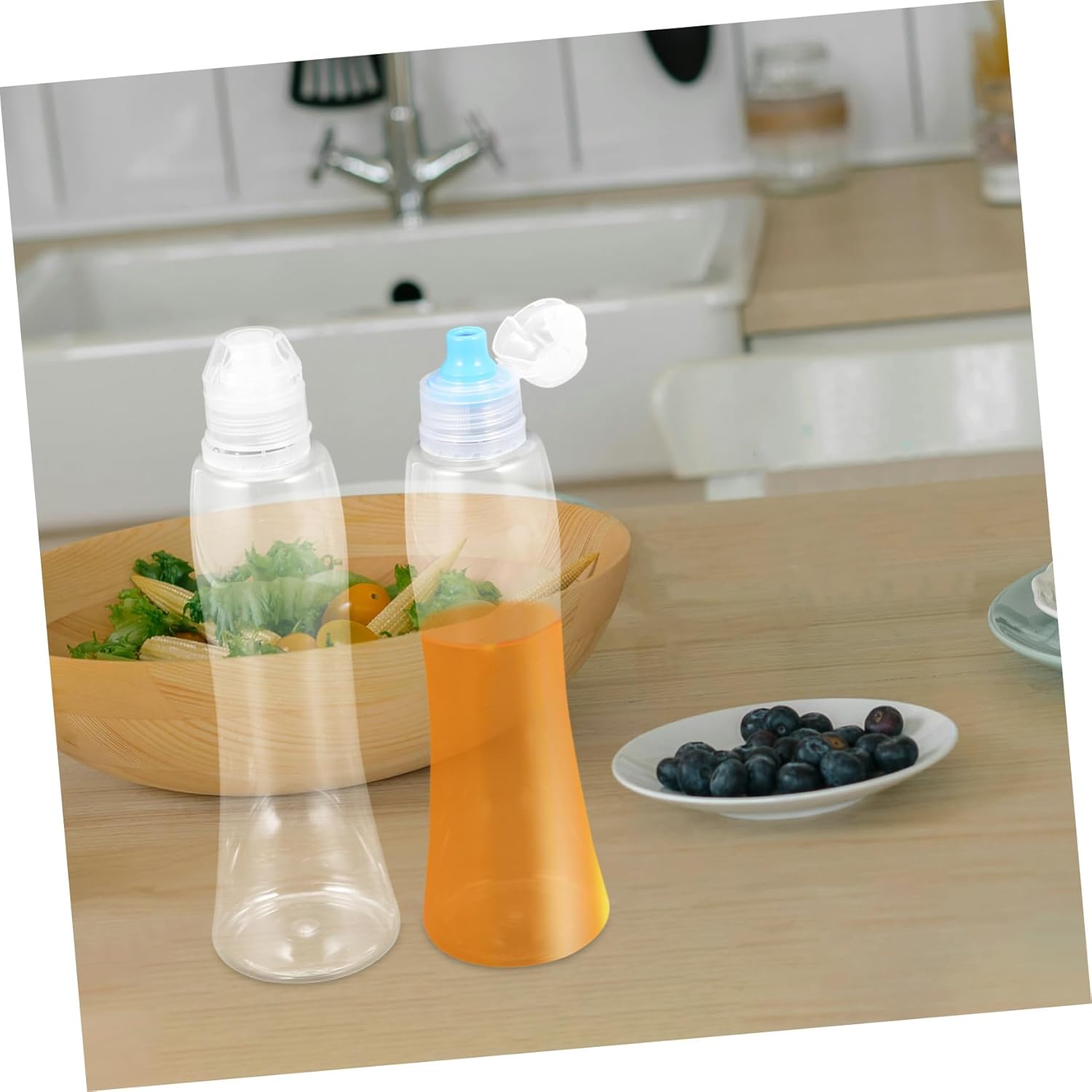BUGUUYO 380g Honey Dispenser Set Blue Condiment Squeeze Bottles