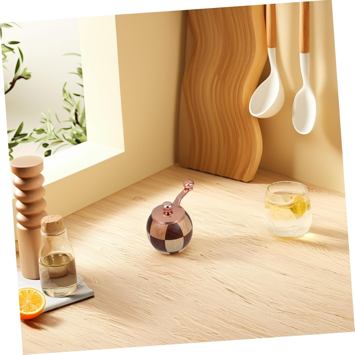 Manual Crank Wooden Pepper Grinder Set with Box