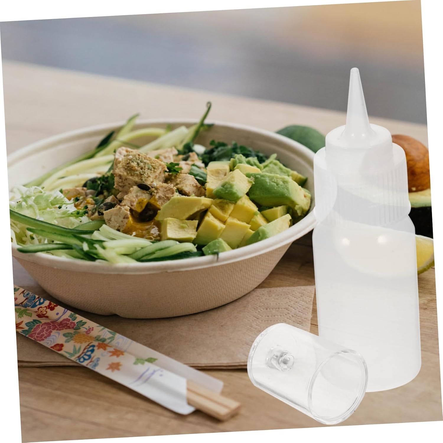 OKUMEYR 2-Piece Condiment Squeeze Bottles 30ml Leakproof Plastic